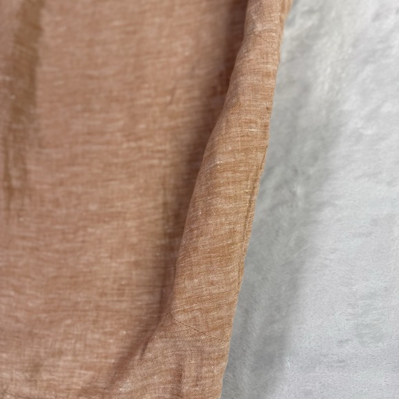 J Jill 100% Linen Dress Size Small Petite Tan/Orange Beach Vacation Pockets - Picture 10 of 15